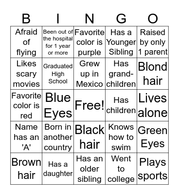 Social Bingo Card