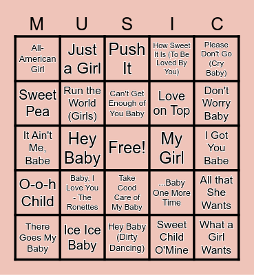 Khaki's Baby Shower Bingo Card