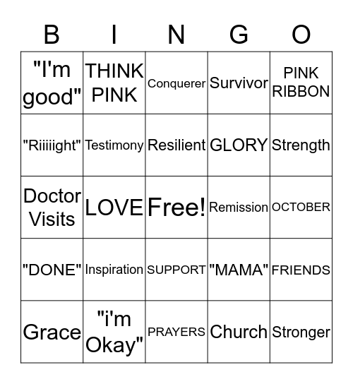 STEPHANIE'S PINK PARTY Bingo Card