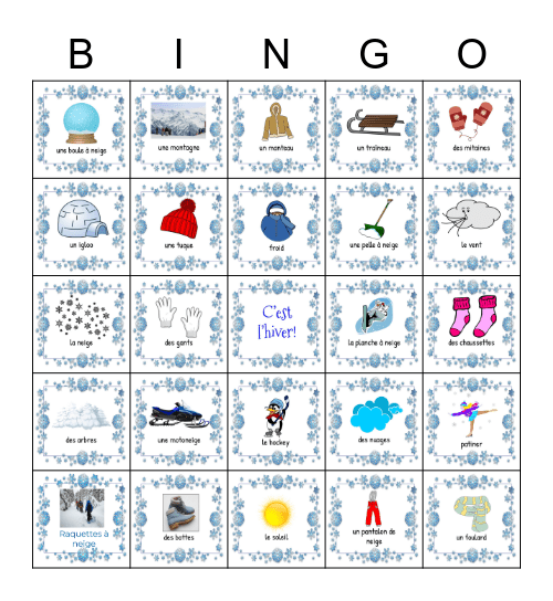 C'est l'hiver Bingo Card