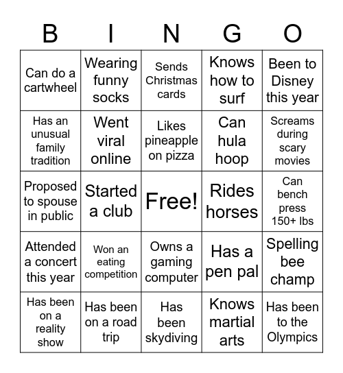 Team BINGO Card