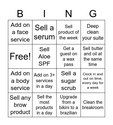 Waxer Bingo Card