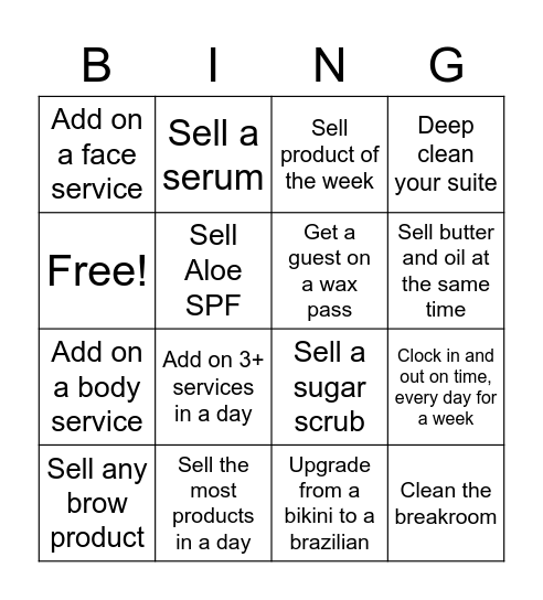 Waxer Bingo Card