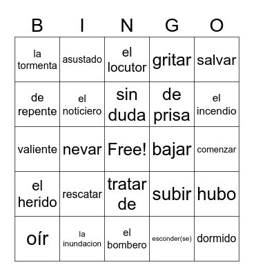 Realidades 2 5A Bingo Card