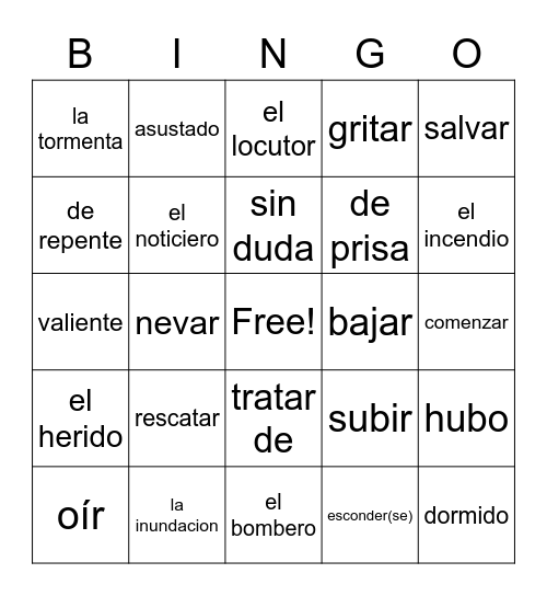 Realidades 2 5A Bingo Card