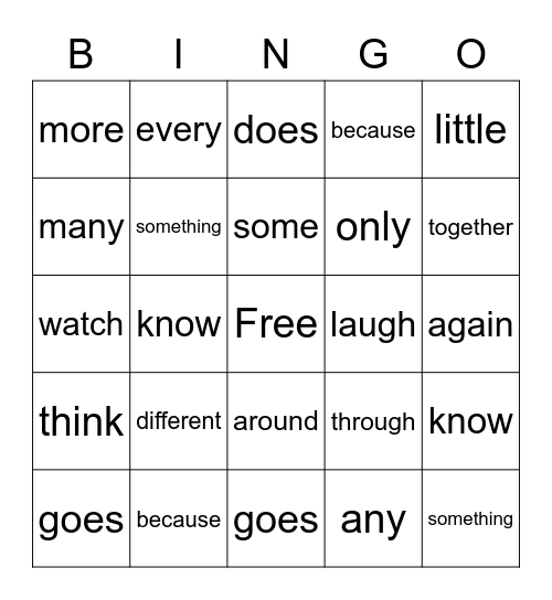 Sight Words List 4 Bingo Card