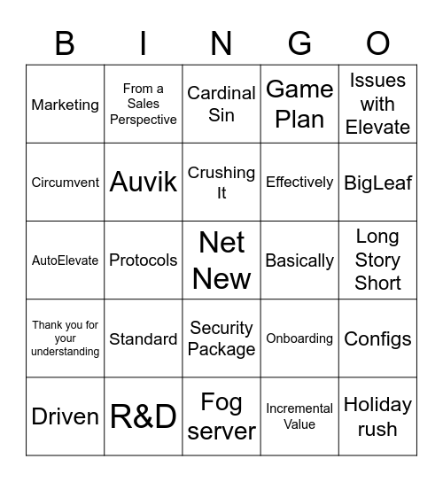 ECS Bingo 2 Bingo Card