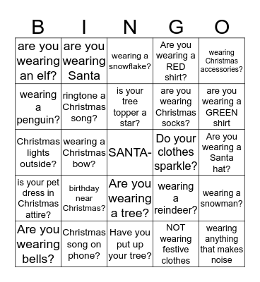 Christmas BINGO Card