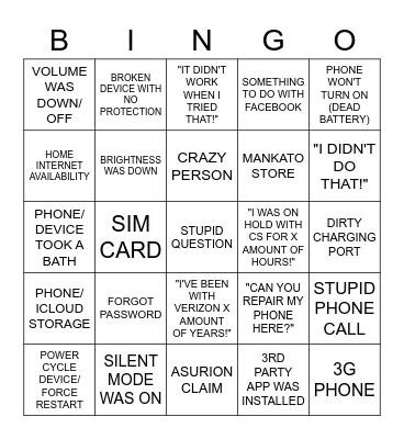 TECH SUPPORT Bingo Card