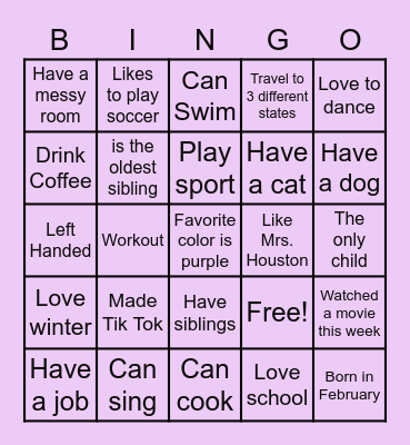 RIYO Youth Program Bingo Card