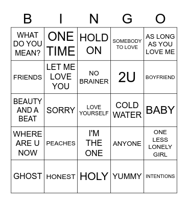 BIEBS Bingo Card