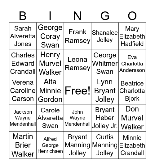 FAMILIES ARE FOREVER Bingo Card