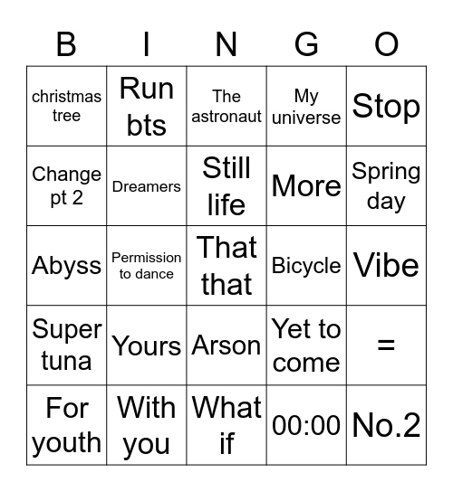 Minfirstlove Bingo Card