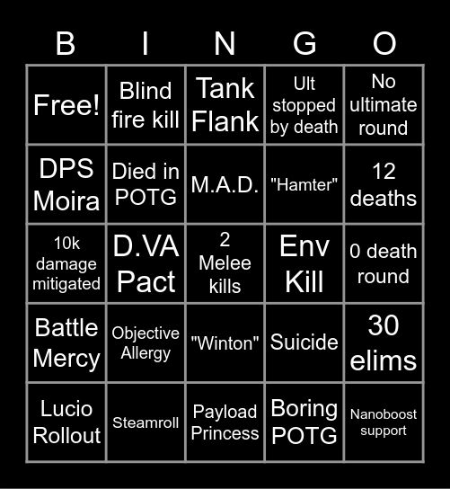 Overwatch Bingo Card