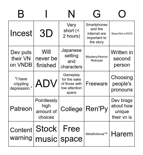 OELVN Bingo! Bingo Card