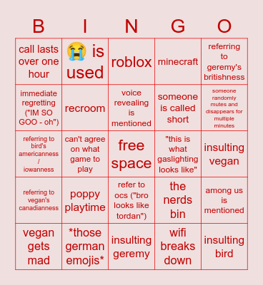 nxtets call bingo Card