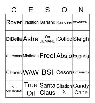 Happy Holidays 2015!! Bingo Card