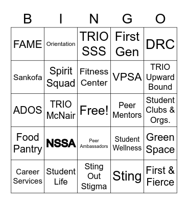 Student Affairs Bingo Card