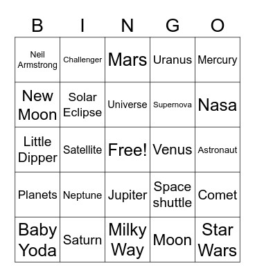 Space Round Bingo Card