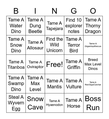 Ark Bingo Card