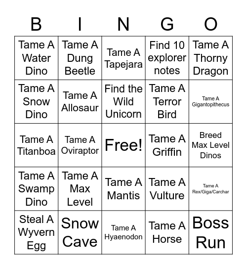 Ark Bingo Card