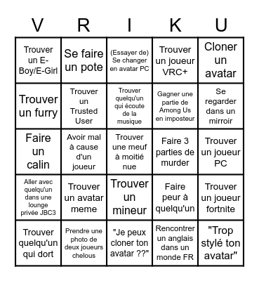 Bingo VRChat pour Ikuto Bingo Card