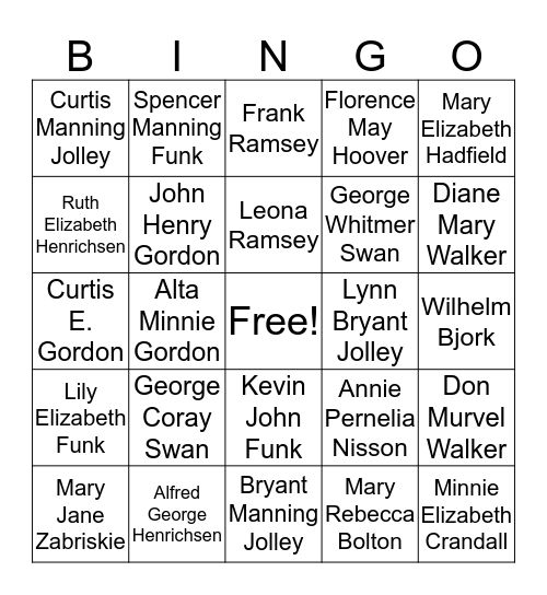 FAMILIES ARE FOREVER Bingo Card