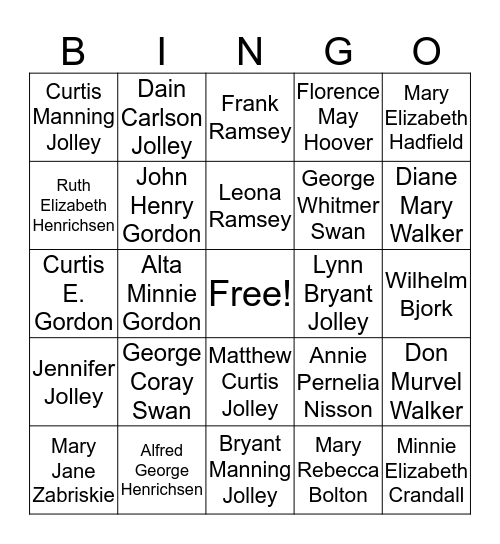 FAMILIES ARE FOREVER Bingo Card