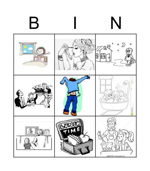 Routine Activities Bingo Card