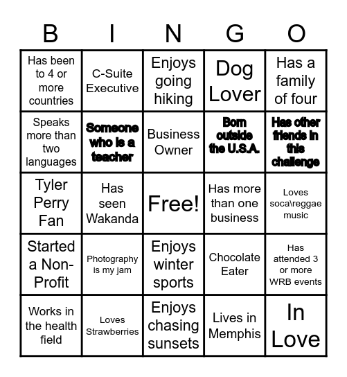 Get To Know You Bingo Card