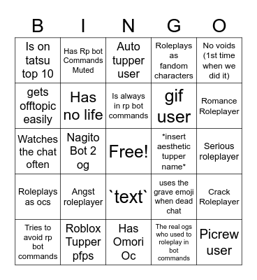 Rp Bot Commands Bingo Card