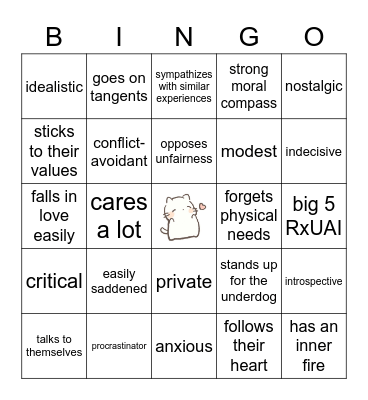 (stereotypical) infp bingo! Bingo Card