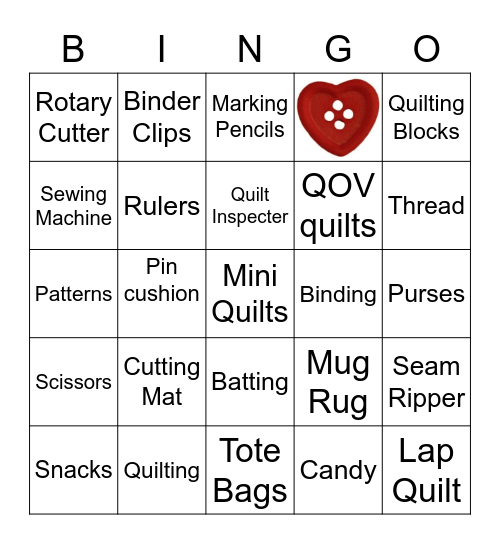 QUILTING  TERMS Bingo Card