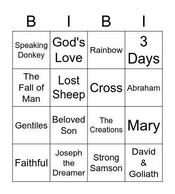 Bible Bingo Card