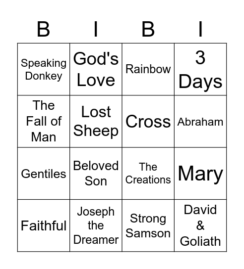 Bible Bingo Card