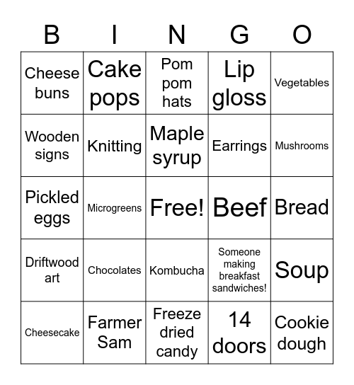 Farmer Sam's Bingo Card