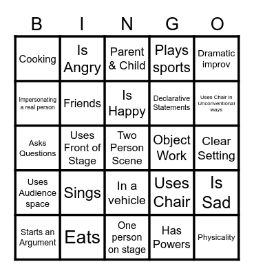 Improv Bingo Card