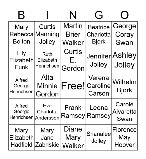 FAMILIES ARE FOREVER Bingo Card