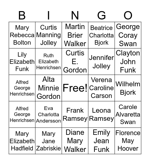 FAMILIES ARE FOREVER Bingo Card