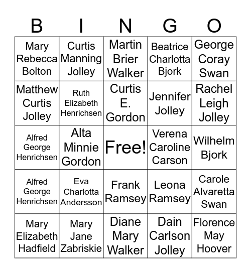 FAMILIES ARE FOREVER Bingo Card