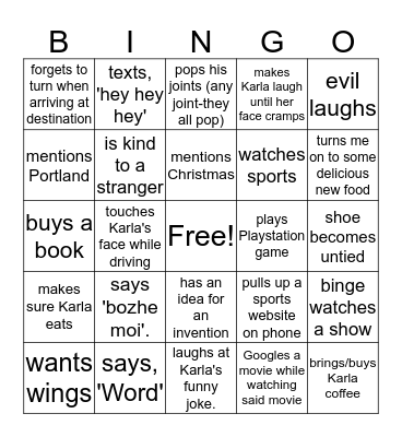 Johnny Compton Bingo Card