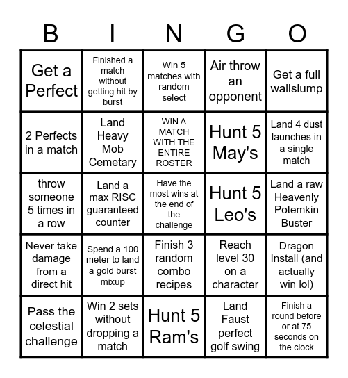 First to 13 Strive Lockout Bingo Card