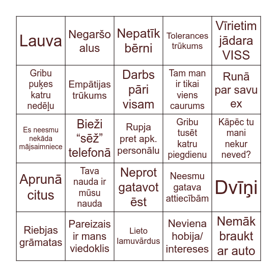 Red flag bingo Card