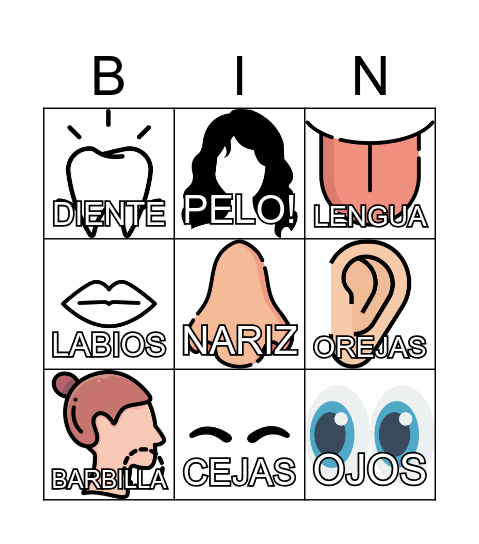 U5-Partes de la cara Bingo Card