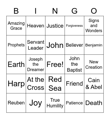 BIBLE BINGO Card