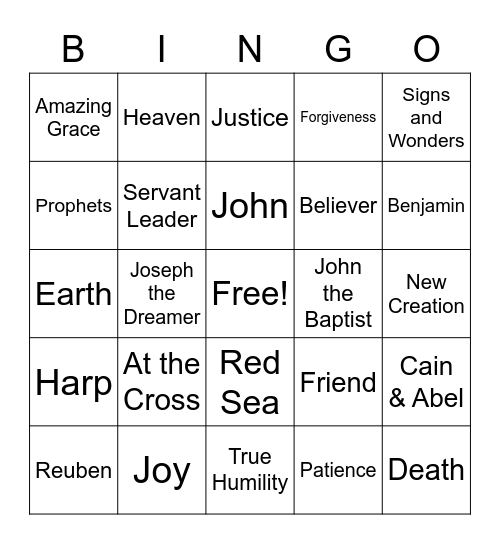 BIBLE BINGO Card