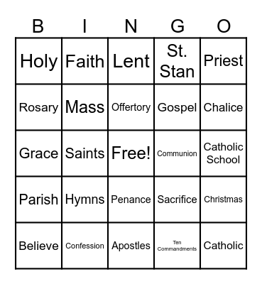 Religious Round Bingo Card