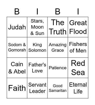 BIBLE BINGO Card