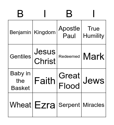 BIBLE BINGO Card