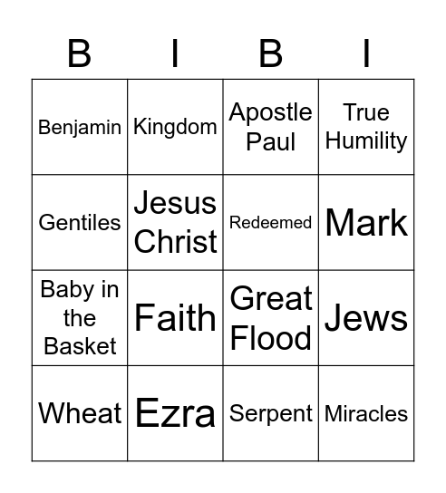 BIBLE BINGO Card